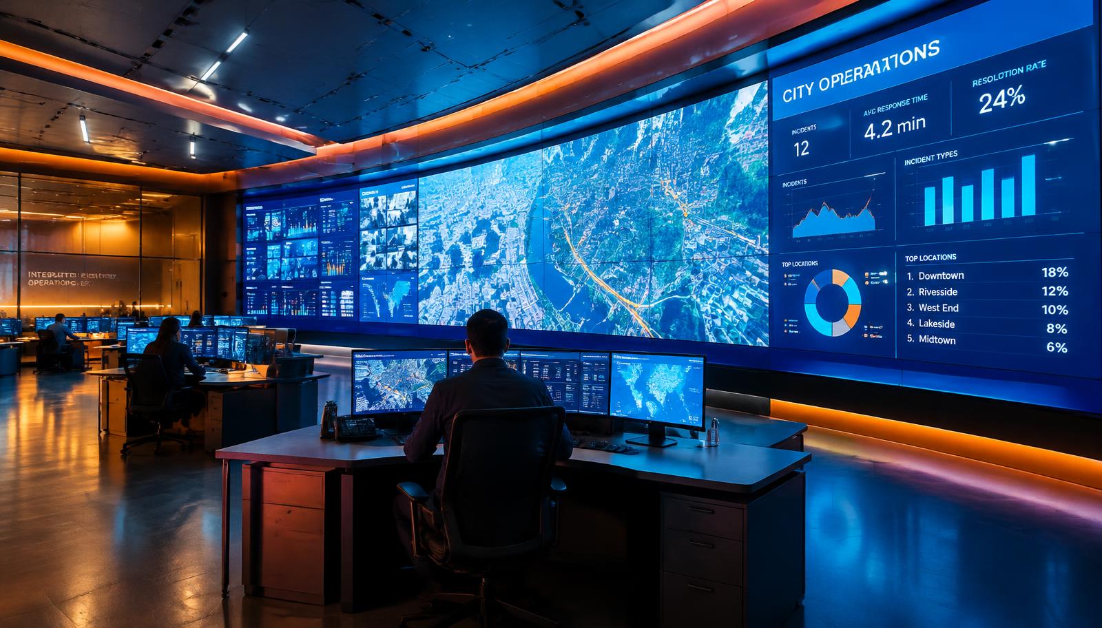 Command centre with a large LED video wall